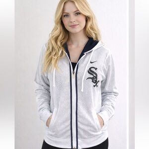Nike Chicago White Sox Dri-FIT White Mesh Zip Hoodie Women’s Medium Game Day